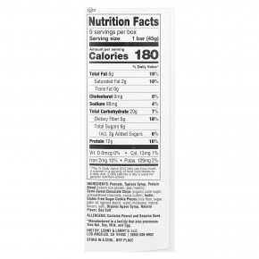 Lenny & Larry's, The Complete Cookie-fied Bar, арахисовая паста и шоколадная крошка, 9 батончиков, 45 г (1,59 унции) в Москве - eco-herb.ru | фото