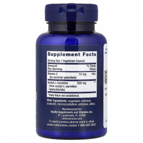 Life Extension, ацетил-L-карнитин, 100 вегетарианских капсул в Москве - eco-herb.ru | фото