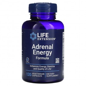 Life Extension, адреналиновая энергетическая формула, 120 вегетарианских капсул - описание