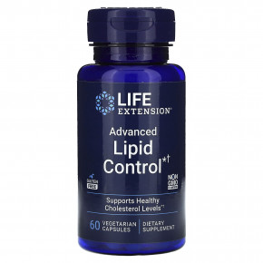 Life Extension, Advanced Lipid Control, 500 мг, 60 вегетарианских капсул - описание | фото