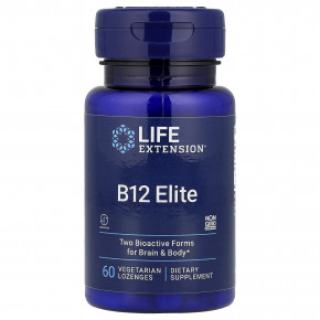 Life Extension, B12 Elite, 60 вегетарианских пастилок (1000 мкг в 1 пастилке) - описание | фото