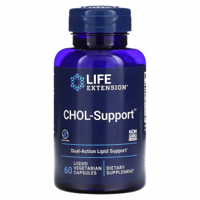 Life Extension, CHOL-Support, 60 жидких вегетарианских капсул - описание | фото