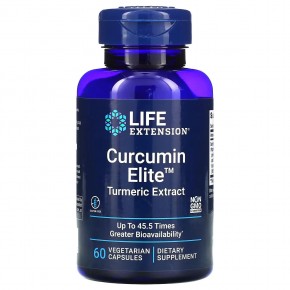 Life Extension, Curcumin Elite, экстракт куркумы, 60 растительных капсул - описание