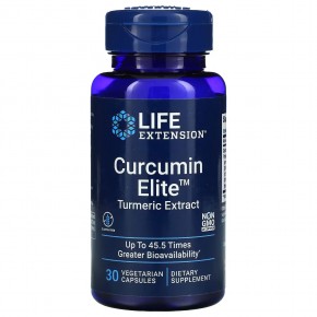Life Extension, Curcumin Elite, экстракт куркумы, 30 вегетарианских капсул - описание