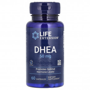 Life Extension, DHEA, 50 мг, 60 капсул - описание