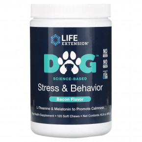 Life Extension, Dog, Stress & Behavior, бекон, 120 жевательных таблеток, 480 г (16,9 унции) в Москве - eco-herb.ru | фото