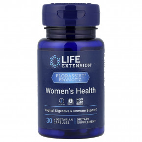 Life Extension, FLORASSIST®, пробиотик, женское здоровье, 30 вегетарианских капсул - описание | фото