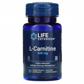 Life Extension, L-карнитин, 500 мг, 30 вегетарианских капсул в Москве - eco-herb.ru | фото
