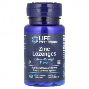 Life Extension, леденцы с цинком, цитрус и апельсин, 60 вегетарианских леденцов (18,75 мг в 1 леденце) - описание | фото