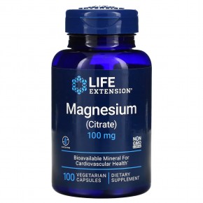 Life Extension, магний (цитрат), 100 мг, 100 вегетарианских капсул - описание