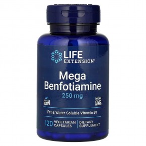 Life Extension, Мега-бенфотиамин, 250 мг, 120 вегетарианских капсул в Москве - eco-herb.ru | фото
