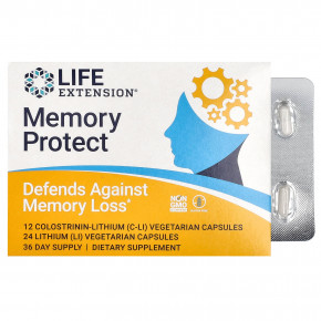 Life Extension, Memory protect, 36 вегетарианских капсул - описание | фото