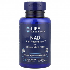 Life Extension, NAD + Cell Regenerator и ресвератрол, никотинамид рибозид NIAGEN, 30 вегетарианских капсул - описание | фото