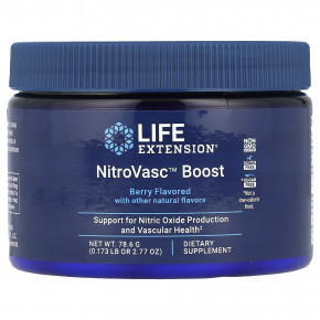 Life Extension, NitroVasc ™ Boost, ягодный, 78,6 г (2,77 унции) - описание | фото