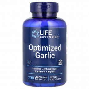 Life Extension, оптимизированный экстракт чеснока, 200 вегетарианских капсул (600 мг в 1 капсуле) - описание | фото