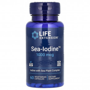 Life Extension, Sea-Iodine, 1000 мкг, 60 вегетарианских капсул - описание | фото