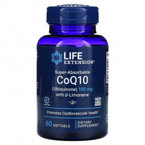 Life Extension, Super-Absorbable CoQ10, суперусваиваемый коэнзим Q10 (убихинон) с d-лимоненом, 100 мг, 60 капсул в Москве - eco-herb.ru | фото