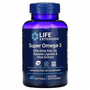 Life Extension, Super Omega-3, 60 мягких таблеток - описание