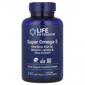 Life Extension, Super Omega-3, добавка с омега-3, 240 капсул в Москве - eco-herb.ru | фото