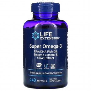 Life Extension, Super Omega-3, добавка с омега-3, 240 капсул - описание