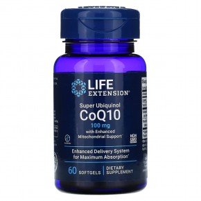 Life Extension, суперубихинол коэнзим Q10 с улучшенной поддержкой митохондрий, 100 мг, 60 мягких таблеток - описание
