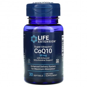 Life Extension, суперубихинол коэнзим Q10 с улучшенной поддержкой митохондрий, 50 мг, 30 капсул - описание