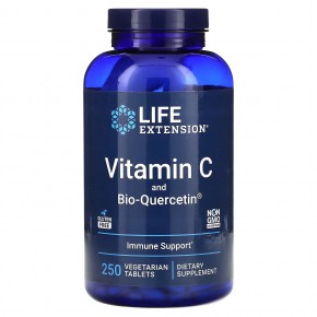 Life Extension, витамин C и Bio-Quercetin, 250 вегетарианских таблеток - описание