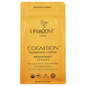 Lifeboost, Cognition ™, кофе с грибами, молотый, средней обжарки, 340 г (12 унций) - описание | фото