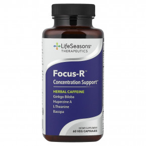 LifeSeasons, Focus-R™, добавка для поддержки концентрации внимания, 60 растительных капсул - описание | фото