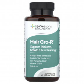 LifeSeasons, Therapeutics, Hair Gro-R ™, 60 растительных капсул - описание | фото