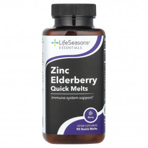 LifeSeasons, Zinc Elderberry Quick Melts, со вкусом ягод, 90 в Москве - eco-herb.ru | фото