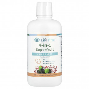 LifeTime Vitamins, Life's Basics, Смесь соков суперфруктов 4-в-1, асаи, гарциния, нони и годжи, 32 ж. унц.(946 мл) - описание | фото