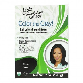 Light Mountain, Color the Gray! Натуральная краска для волос и кондиционер, черный, 7 унций (198 г) - описание