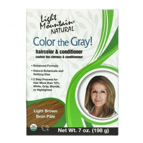 Light Mountain, Color the Gray! Натуральная краска для волос, светлый коричневый 7 унции (198 г) - описание