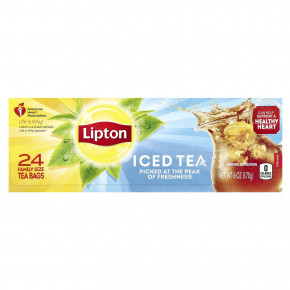 Lipton, Черный чай, холодный чай, 24 чайных пакетика для всей семьи, 170 г (6 унций) в Москве - eco-herb.ru | фото