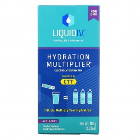 Liquid I.V., Hydration Multiplier, смесь для приготовления напитков с электролитами, ягоды асаи, 10 пакетиков по 16 г (0,56 унции) - описание