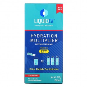 Liquid I.V., Hydration Multiplier, Electrolyte Drink Mix, Strawberry, 10 Individual Stick Packs, 0.56 oz (16 g) Each в Москве - eco-herb.ru | фото