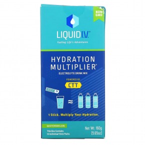 Liquid I.V., Hydration Multiplier, смесь для приготовления напитков с электролитом, арбуз, 10 отдельных пакетиков по 16 г (0,56 унции) - описание