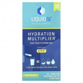 Liquid I.V., Hydration Multiplier, смесь для приготовления напитков с электролитом, арбуз, 10 отдельных пакетиков по 16 г (0,56 унции) в Москве - eco-herb.ru | фото