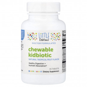 Little DaVinci, жевательный кидбиотик, натуральные тропические фрукты, 45 таблеток - описание | фото