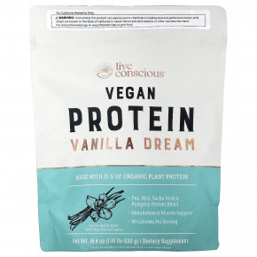 Live Conscious, Vegan Protein, Vanilla Dream, 520 г (1,15 фунта) - подробнее Live Conscious, Vegan Protein, Vanilla Dream, 520 г (1,15 фунта) - описание