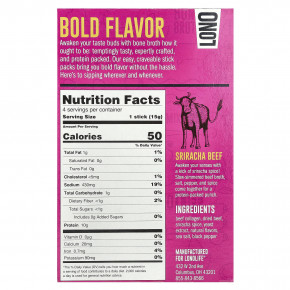 Lonolife, Sipping Bone Broth, говядина шрирача, 4 порционные палочки, 15 г (0,53 унции) в Москве - eco-herb.ru | фото