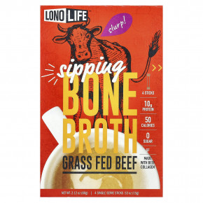 Lonolife, Sipping, Bone Broth, говядина травяного откорма, 4 пакетика по 15 г (0,53 унции) в Москве - eco-herb.ru | фото