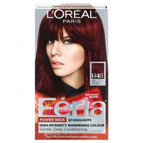 L'Oréal, Feria, насыщенный красный цвет, мерцающий оттенок высокой интенсивности, красный бархат R48, 1 нанесение в Москве - eco-herb.ru | фото