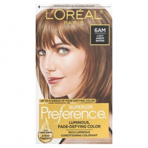 L'Oréal, Superior Preference, яркий, не выцветающий цвет, светло-янтарно-коричневый для 6 часов утра, 1 нанесение - описание