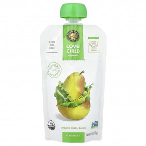 Love Child Organics, Nature's Path, органическое пюре для детей, для детей от 6 месяцев, груши, кудрявая капуста и горох, 113 г (4 унции) - описание | фото