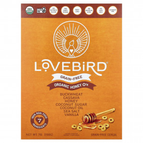 Lovebird, органические беззерновые хлопья, мед, 198 г (7 унций) - описание