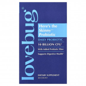 LoveBug Probiotics, Here's The Skinny®, пробиотик, 30 таблеток - описание | фото