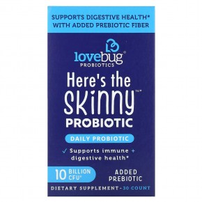 LoveBug Probiotics, Here's The Skinny, пробиотик, 10 млрд КОЕ, 30 капсул в Москве - eco-herb.ru | фото