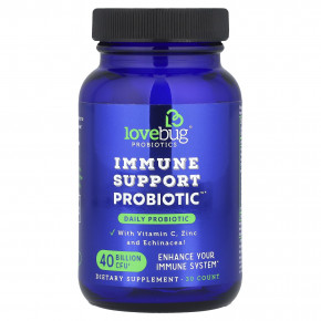 LoveBug Probiotics, Immune Support Probiotic™, пробиотик для ежедневного приема, 40 млрд КОЕ, 30 капсул в Москве - eco-herb.ru | фото
